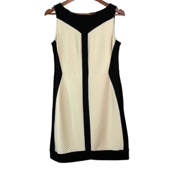 SANDRA DARREN Knee Length Midi Dress Black Nude Textured Sleeveless Cocktail 8 - Picture 2 of 10